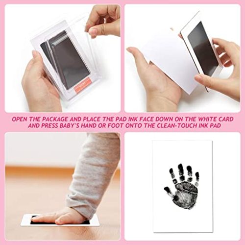 Clean Touch Ink Pad Newborn Baby Handprint and Footprint Pet Paw Print Kit Inkless Infant Hand and Foot Stamp (Black)