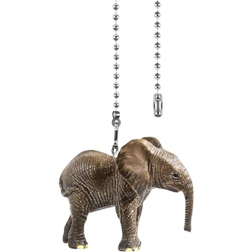 Elephants Ceiling Fan Pull Chain,12in Safari Animal Fan String Pulls Charm Extension Decorative,3mm Diameter Beaded Fan Light Pull Chains Extender Ornaments with Connector for Kids Room