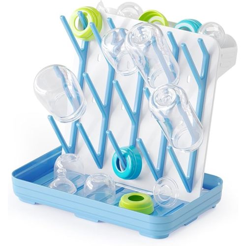 SpaceAid Baby Bottle Drying Rack with 20 Hooks, Space Saving Kitchen Bottles Rack Dryer, Vertical Baby Bottle Holder Organizer for Countertop Storage Accessories (White and Gray)