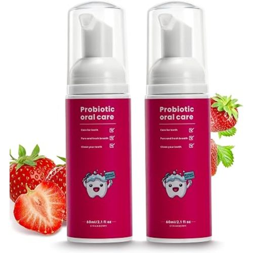 Fluoride Free Kids Toothpaste - 2 Pack Natural Teeth Clean and Whitening Toddler Toothpaste with Strawberry Mint Flavor for U Shaped Toothbrush