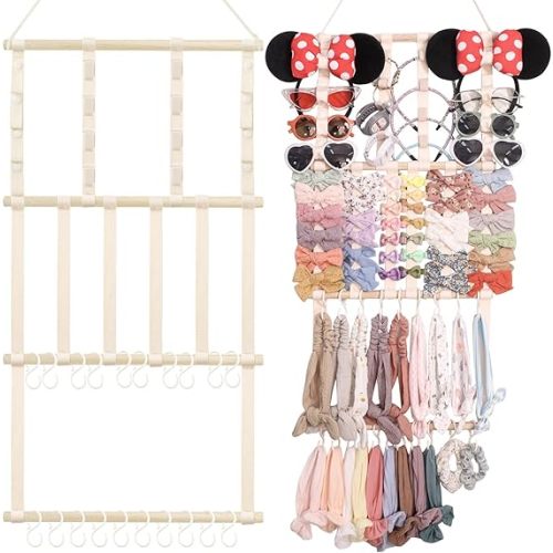 POVETIRE Headband Holder Hair Bows Organizer for Girls, Baby Headbands Hair Accessories Organizer Storage Wall Hanging Decor for Toddler Girls Room