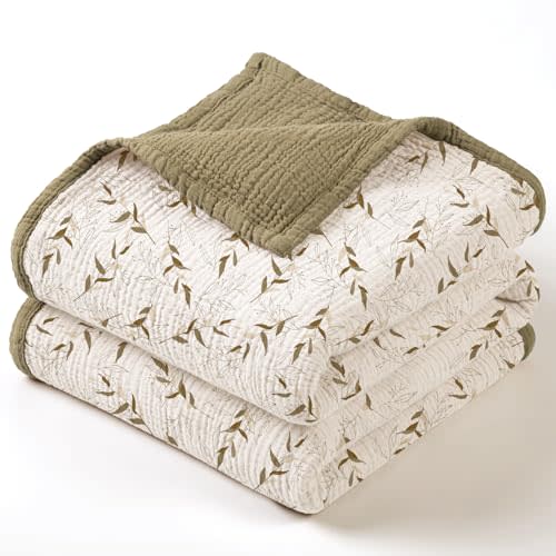 lulumoon Muslin Baby Blanket for Boy: Cotton Toddler Blanket - Soft Lightweight for Nursery & Daycare 47"× 47"(Brown Branches)