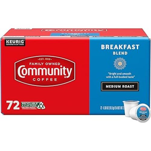 Community Coffee Breakfast Blend, Medium Roast, Single-Serve Keurig K-Cup Pods, 72 Count (Pack of 1)