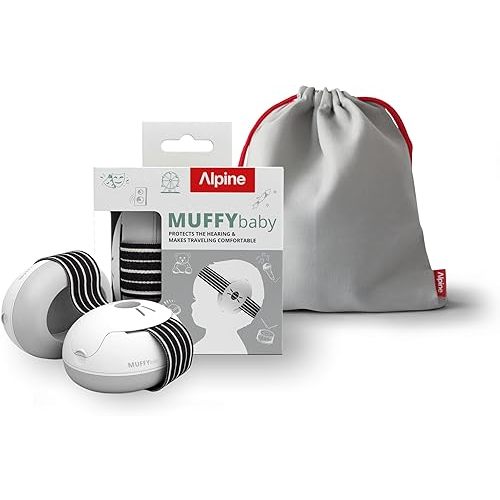 Alpine Muffy Baby Ear Protection for Babies and Toddlers up to 36 Months - CE & ANSI Certified - Noise Reduction Earmuffs - Comfortable Baby Headphones Against Hearing Damage & Improves Sleep - Black