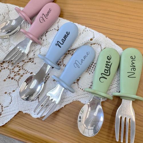 Custom Baby Fork and Spoon, Stainless Steel Toddler Utensils,Personalised baby gift,Christening gift,First birthday, Baby feeding,New baby