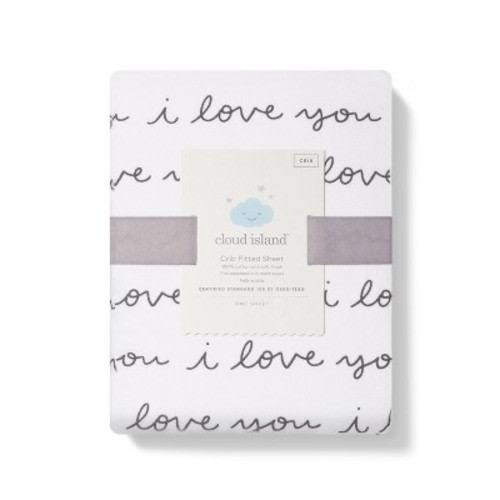 Fitted Crib Sheet I Love You - Cloud Island™ White/Black