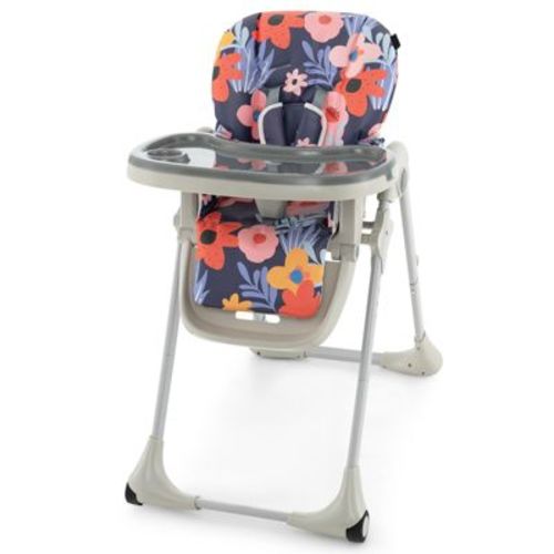 Infans Baby High Chair, Foldable Highchair for Babies and Toddlers, Adjustable Heights, Recline Backrest & Footrest, Portable with Wheels