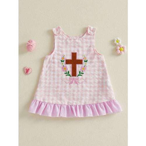 Easter Seersucker Embroidered Dress | SHEIN USA