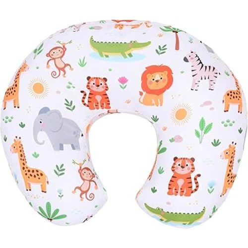 Cloele Nursing Pillow Cover for Breastfeeding Pillows - Animal Breastfeeding Pillow Slipcovers for Baby Boys & Girls Ultra Soft Infant Nursing Pillowcase for Newborn,Jungle Breastfeeding Pillow Cover