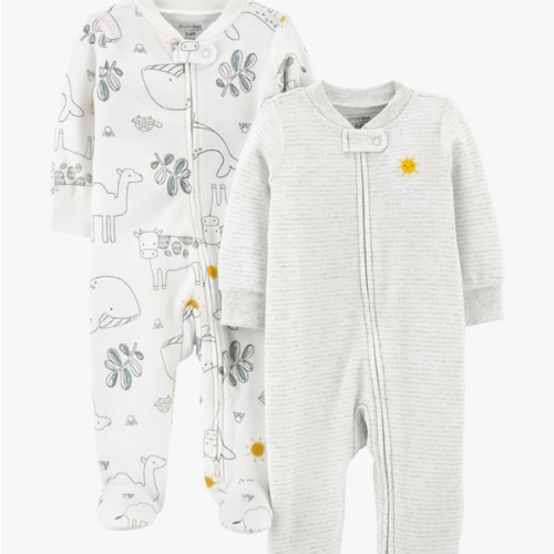 Simple Joys by Carter's unisex-baby 2-way Zip Thermal Footed Sleep and Play, Pack of 2