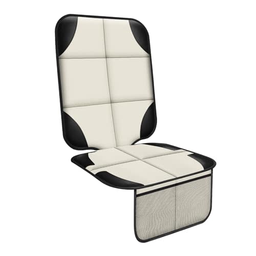 XHYANG Car Seat Protector 1 Pack Car Seat Cushion Mat Thickest Padding,Waterproof 600D Fabric Car Seat Covers for Non-Slip Backing Mesh Pockets for Baby and Pet (Beige, 1 Pc)