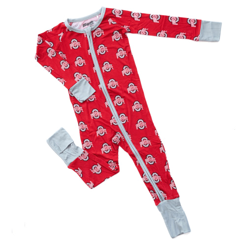 6-9 months, Ohio State Buckeyes Bamboo One-Piece Zippered Jumper - Tailgate Tikes
