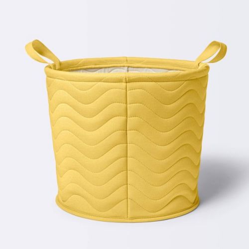 Quilted Fabric Large Round Storage Basket - Yellow - Cloud Island™