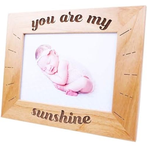 You are My Sunshine-Wood Engraved Photo Frame with Glass,Baby Picture Frame,Grandchildren Picture Frame,Love Picture Frame,Baptism Gift, Pregnant Announcement (5x7 Horizontal)