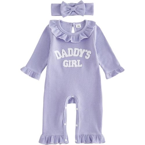 Infant Baby Girl Fall Outfit Romper Jumpsuits Newborn Waffle Clothes