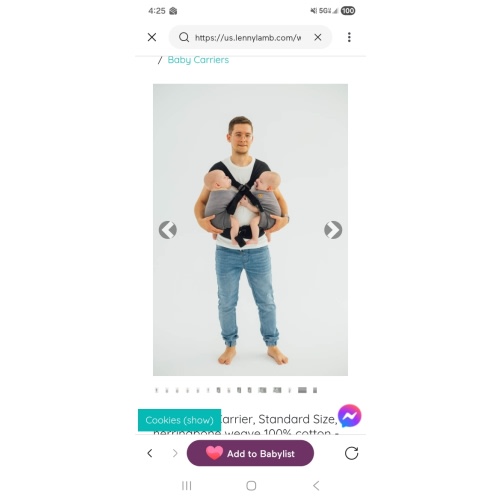 LennyTwin Carrier, Standard Size, herringbone weave 100% cotton - LITTLE HERRINGBONE OMBRE GREY