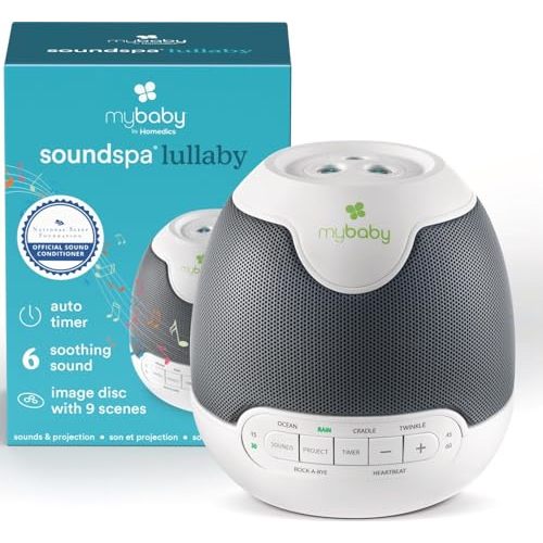 MyBaby Lullaby Sound Machine & Projector Baby Sleep Machine | Auto-Off Timer, Baby Sleep Machine Plays 6 Sounds, Projects Soothing Images, Adjustable Volume, Baby Registry Gift, Lullabies