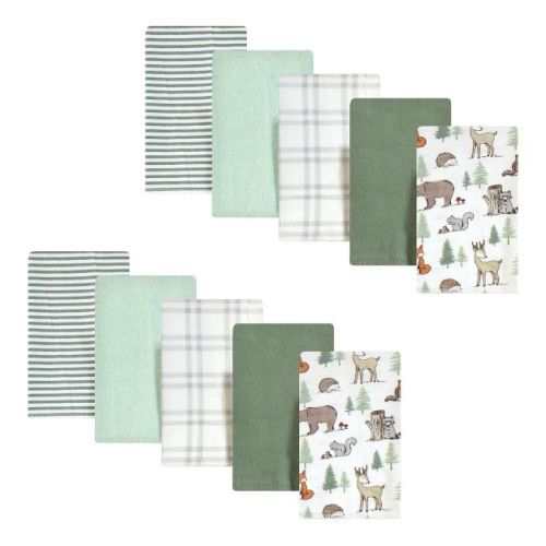 Hudson Baby Infant Boy Cotton Flannel Burp Cloths, Forest Animals, One Size