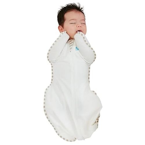 Love to Dream Organic Swaddle, Baby Sleep Sack, Swaddle Up Self-Soothing Swaddles for Newborns, Get Longer Sleep, Snug Fit Helps Calm Startle Reflex, 1.0 Tog, 5-8.5lbs., Cream