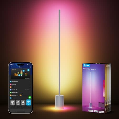 Govee Floor Lamp 2, RGBIC Smart Floor Lamp for Living Room, Bedroom (Silver)