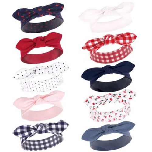 Hudson Baby Infant Girls Cotton Headbands 10pk, Cherries 10-Pack, 0-24 Months