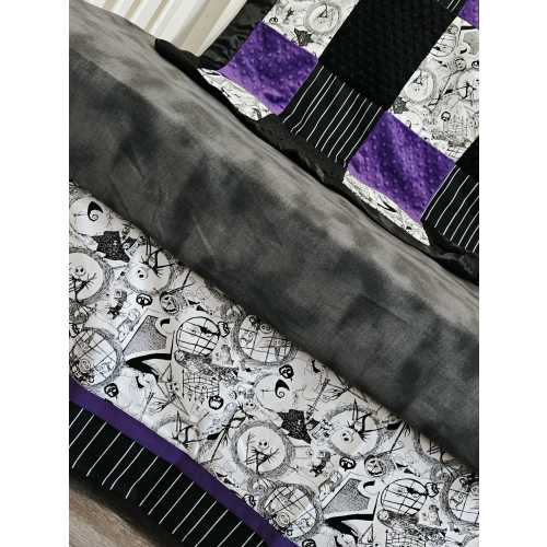 Custom Jack and Sally Baby Crib Set: Blanket, Sheet, Skirt – Modern Nursery Decor. Jack and Sally