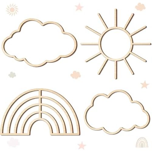 4 Pcs Boho Nursery Wall Decor, Cloud Rainbow Sun