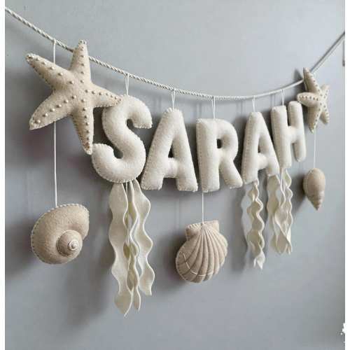 Custom Coastal Name Garland , Custom Name Decor, Baby Ocean Garland, Felt Name Garland, Nursery Decoration, Baby Shower, Newborn Gift