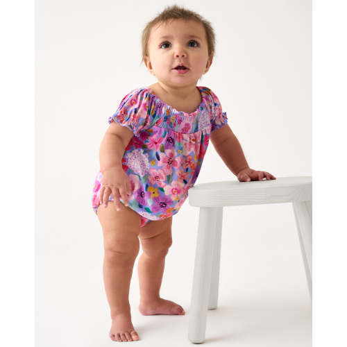 Sweet Sprigs Smocked Bubble Romper | Little Sleepies