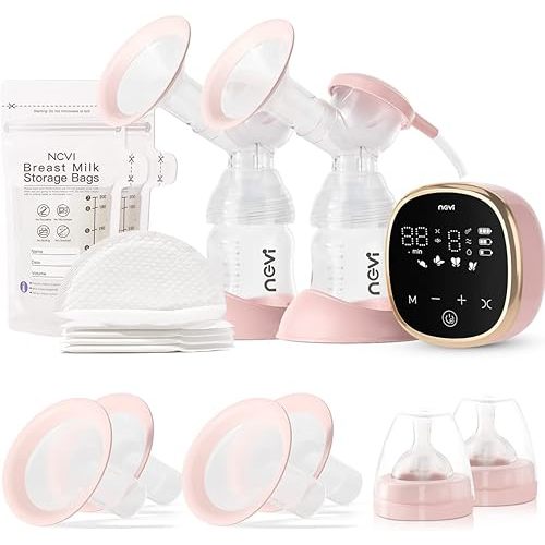 NCVI Electric Breast Pump 8782, Portable Hospital-Grade Double Pump with 4 Modes & 9 Levels, Anti-Backflow, Rechargeable Quiet Breastfeeding Pump for Efficient Comfortable Use at Home, Work or Travel