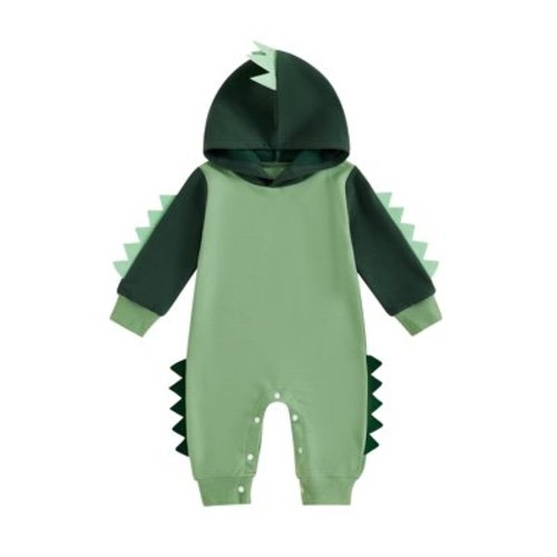 FEORJGP Toddler Baby Boys One-piece Rompers Hoodies 0 3M 6M 12M 18M Infant Long Sleeve Jumpsuits Dinosaur Shaped Contrast Color Bodysuits Kids Little te Funny Costume Clothes for Spring Fall