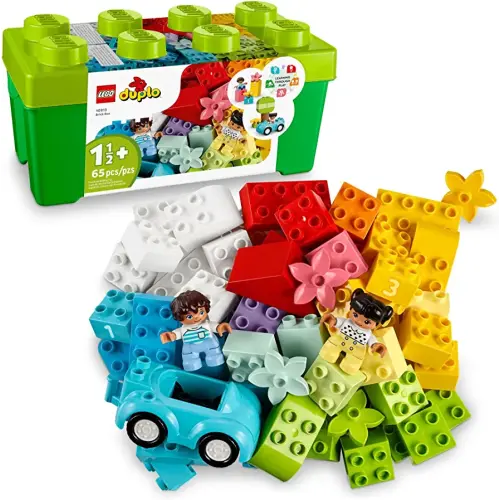 LEGO DUPLO Classic Brick Box Building Set - Features Storage Organizer, Toy Car, Number Bricks, Build, Learn, and Play, Great Gift Playset for Toddlers, Boys, and Girls Ages 18+ Months, 10913