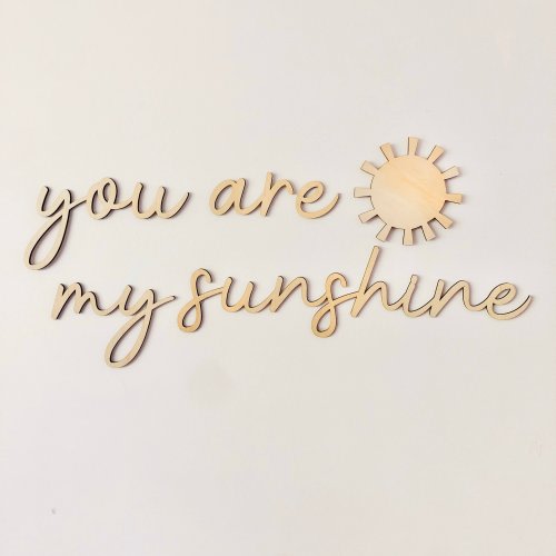 You Are My Sunshine Nursery Wooden Wall Script Art + Sun Decal – Personalized Baby Room Decor | Bright Kids Wall Art | Sun Nursery