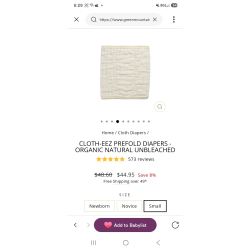 Cloth-eez Prefold Diapers - Organic Natural Unbleached