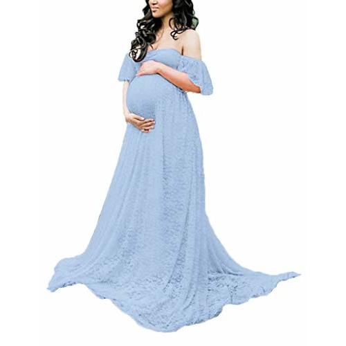 Maternity Photography Props Floral Lace Dress Fancy Pregnancy Gown for Baby Shower Photo Shoot