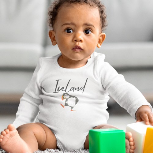 Puffin Onesie Iceland Puffin Long Sleeve Onesie, a Cute Viking Bodysuit for Newborns and is a Perfect Gift for Christmas or Birthday Present