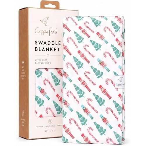 Copper Pearl Swaddle Blankets for Newborns | Soft Stretchy Receiving Blankets for Boys and Girls | Large 46 x 46 Inch Baby Blankets | Lightweight and Breathable Swaddles | Nicholas