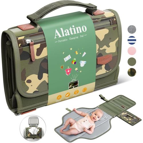 Portable Diaper Changing Pad for Baby, Detachable Travel Changing Pad with Baby Wipes Pocket, Gifts for Baby Shower, Newborn Girls and Boys (Green Camo)