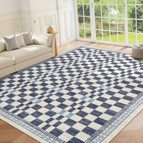 Modern Stripe Geometric Area Rugs Washable Soft Rug for Living Room Thin Low Pile Non Slip Stain Resistant Carpet for Bedroom Office