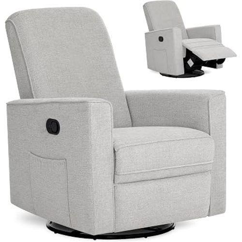 Evolur Raleigh Plus Nursery Glider Recliner, GREENGUARD Gold, Soft Pebble