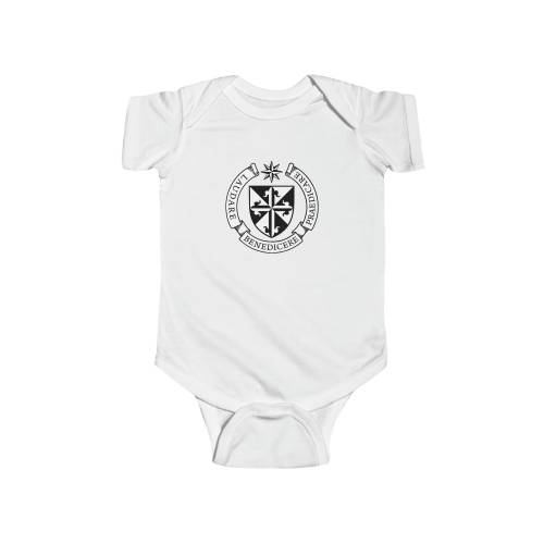 Dominican Order Logo Infant Bodysuit, Onesie, Baptism Gift, Catholic, Christening, Baby Shower, Latin, Order of Preachers, Religious