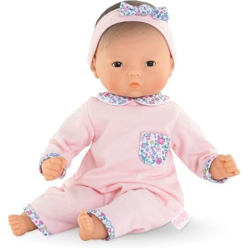 Corolle Bébé Calin Mila - 12" Soft Boy Baby Doll with Vanilla Scent, Pink Outfit & Sleeping Eyes for Girls Ages 18 Months+, Cute Reborn Realistic Baby Dolls for 2 Year Old Girls