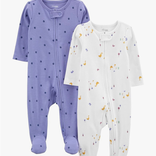 Simple Joys by Carter's Baby Girls' Cotton Footed Sleep and Play, Pack of 2