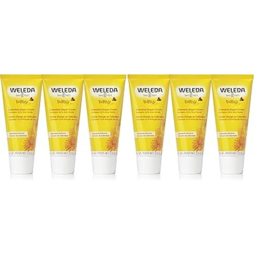 Weleda Baby Calendula Diaper Cream, 2.8 Fluid Ounce, Plant Rich Protection with Calendula, Chamomile, Sweet Almond Oil, Lanolin and Zinc Oxide, (Pack of 6)