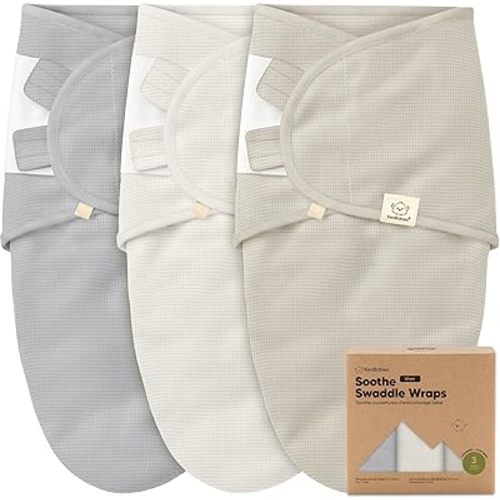 3-Pack Organic Swaddles for Newborns, Baby Sleep Sacks 0-3 Months - Baby Swaddle Wrap, Newborn Wearable Blanket, Infant Sleep Sack for Girls, Boys, Soft & Snug, Large Hook & Loop Closure (Granite)