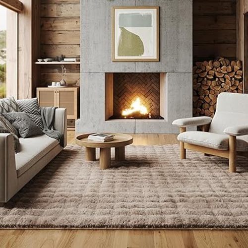 nuLOOM 5' x 8' Cozy Plush Area Rug, Machine Washable, Non-Slip, Soft Fluffy Shag Carpet for Living Room Bedroom Kids Room Nursery Home Decor, Jeni Taupe
