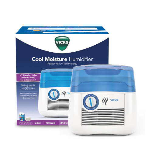 Vicks 1 gal Cool Mist Humidifier for Bedroom, UV Technology, V3900, VapoPads Compatible, 400 sq ft