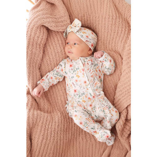 Winnie's Wildflowers Ruffle Zipper Footie | Caden Lane