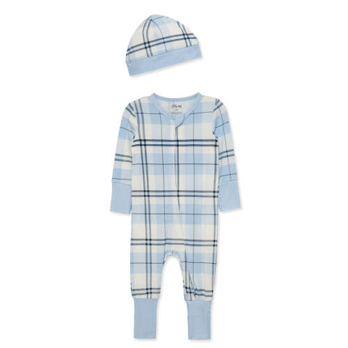 Blue Plaid Convertible Coverall & Hat (NB-9M)