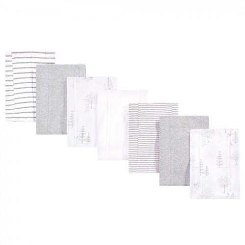 Touched by Nature Baby Organic Cotton Burp Cloths 7pk, Gray Woodland, One Size
